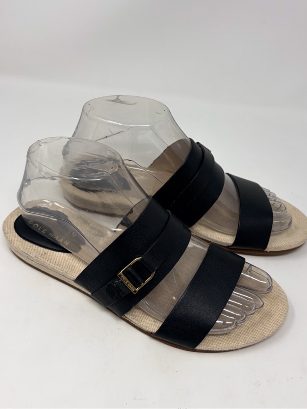 Cole Haan Francine Black Leather Double-Strap Slide Sandal, NEW Size 7 MSRP $150 - Picture 8 of 13